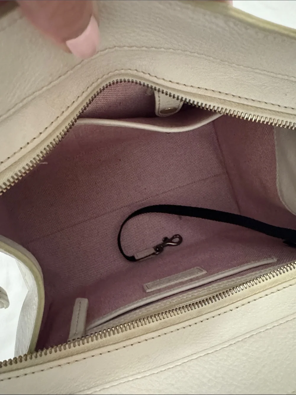 Dooney & Bourke Cream Structured Leather Top-Handle Satchel